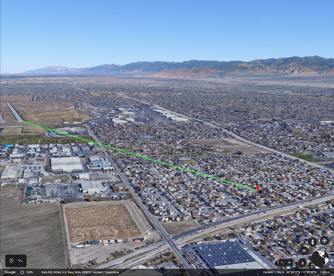 Approximate course of the Piper PA-32 that crashed shortly after takeoff from South Valley Regional on Saturday. (Google Earth)