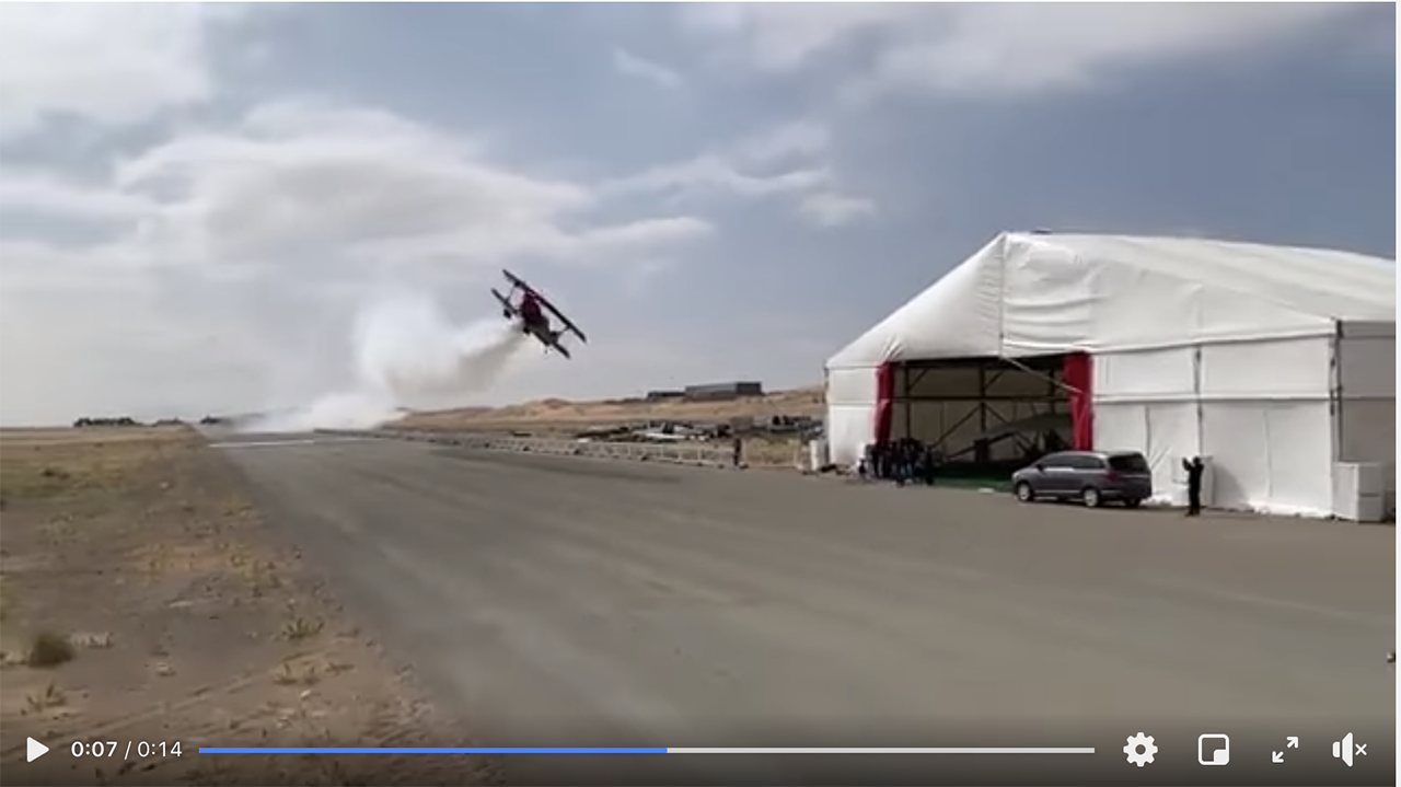 Video shows a pilot make a low pass.