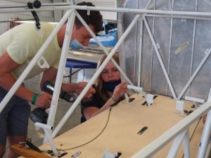 The members of the Lakeland Aero Club are assembling a Patriot Aircraft Recruit trainer at Sun 'n Fun 2021.