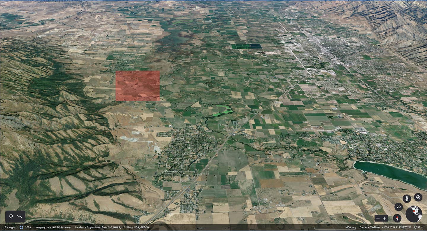 The remote, agricultural area of Cache County, Utah, where the fatal crash of a Utah State training aircraft took place.