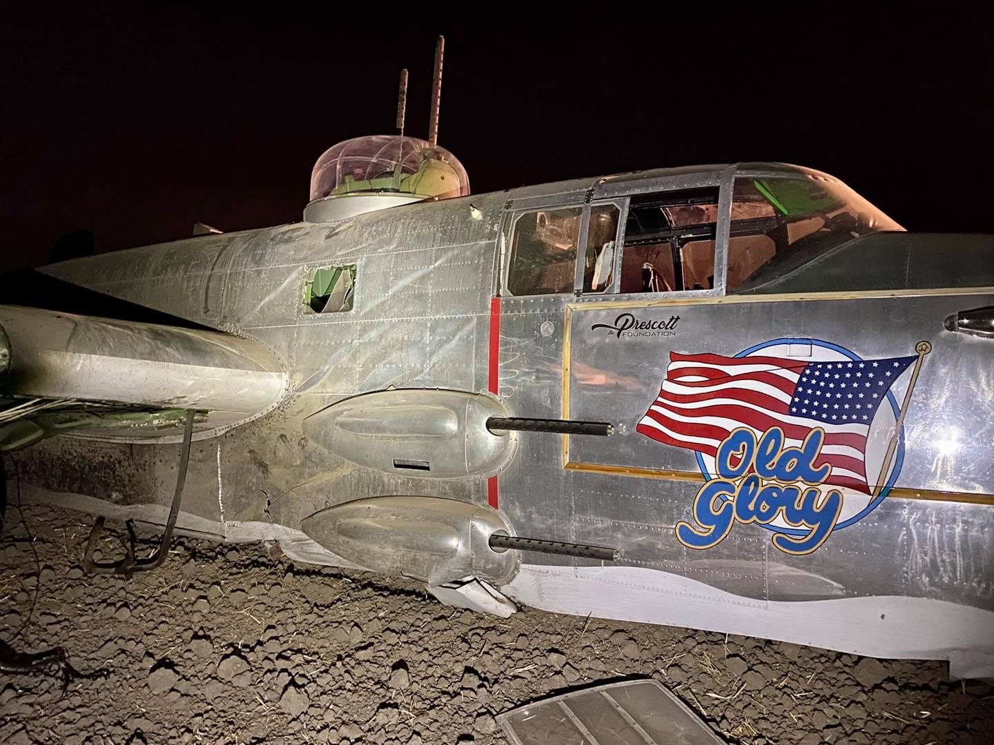 The B-25 flying as Old Glory crashed in California.